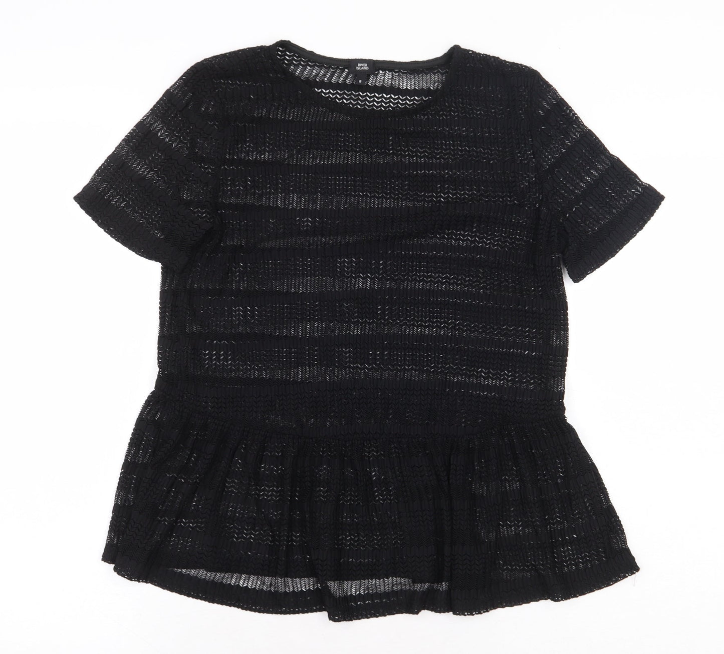 Womens UK Size 8 River Island Black Basic Blouse