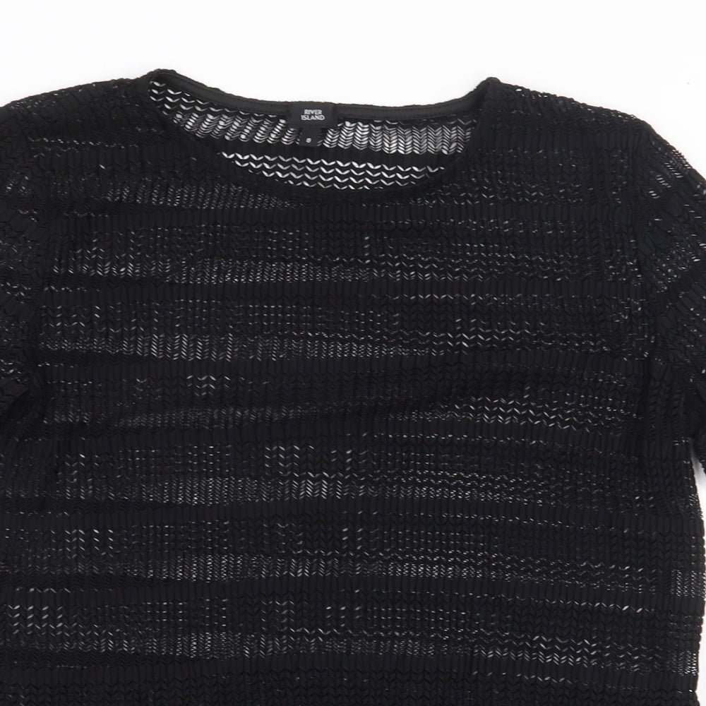 Womens UK Size 8 River Island Black Basic Blouse