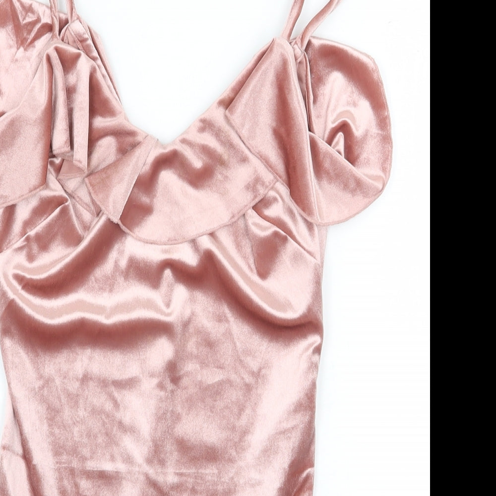 New Look Womens Pink Polyester Bodysuit One-Piece Size 6 Snap