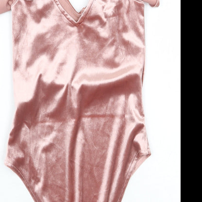 New Look Womens Pink Polyester Bodysuit One-Piece Size 6 Snap