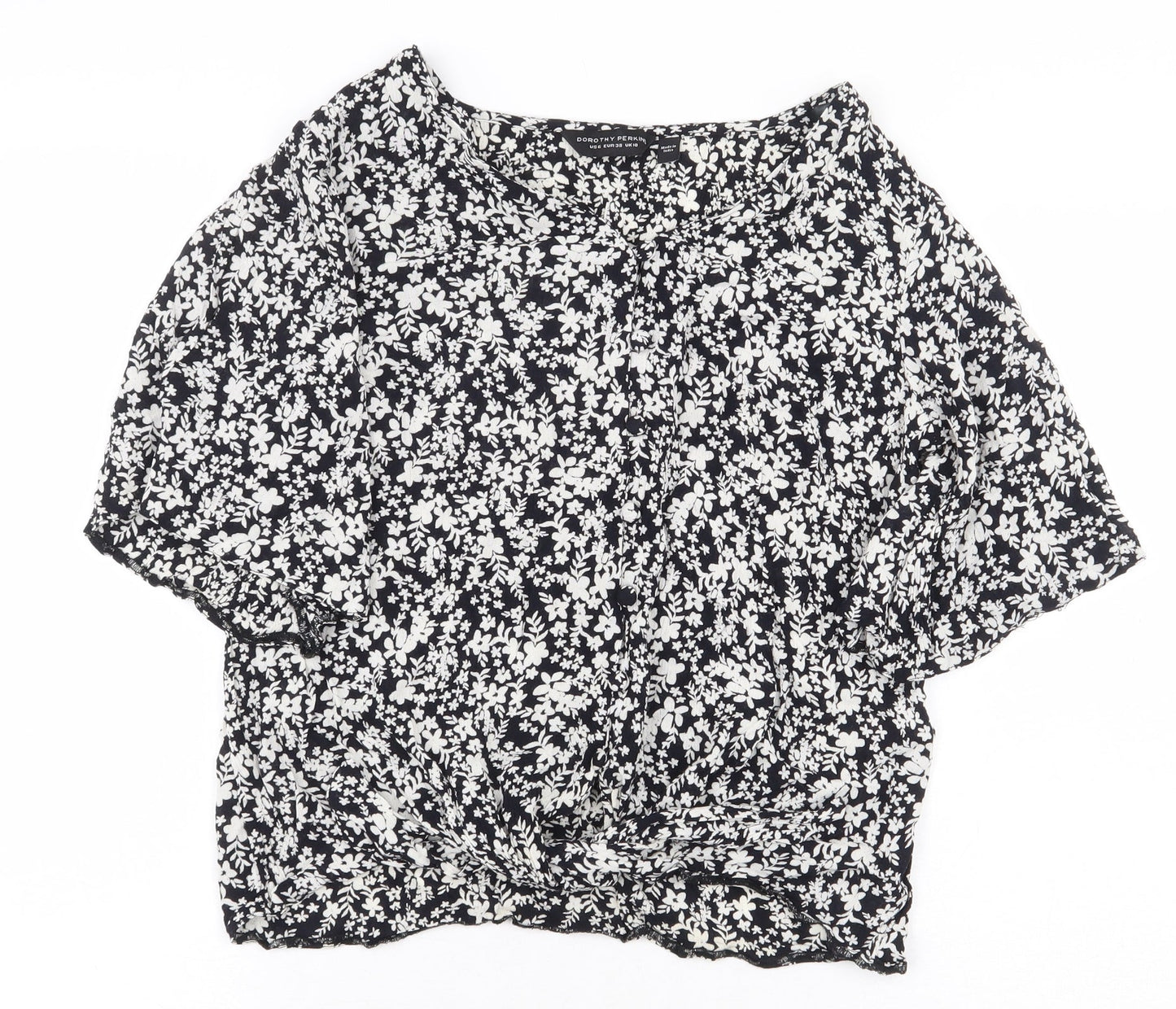 Womens UK Size 10 Dorothy Perkins Black Basic Blouse