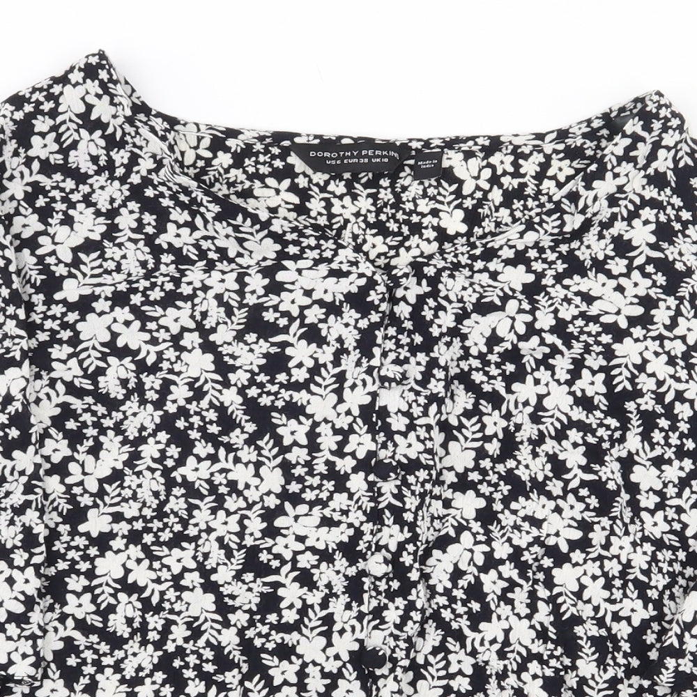 Womens UK Size 10 Dorothy Perkins Black Basic Blouse