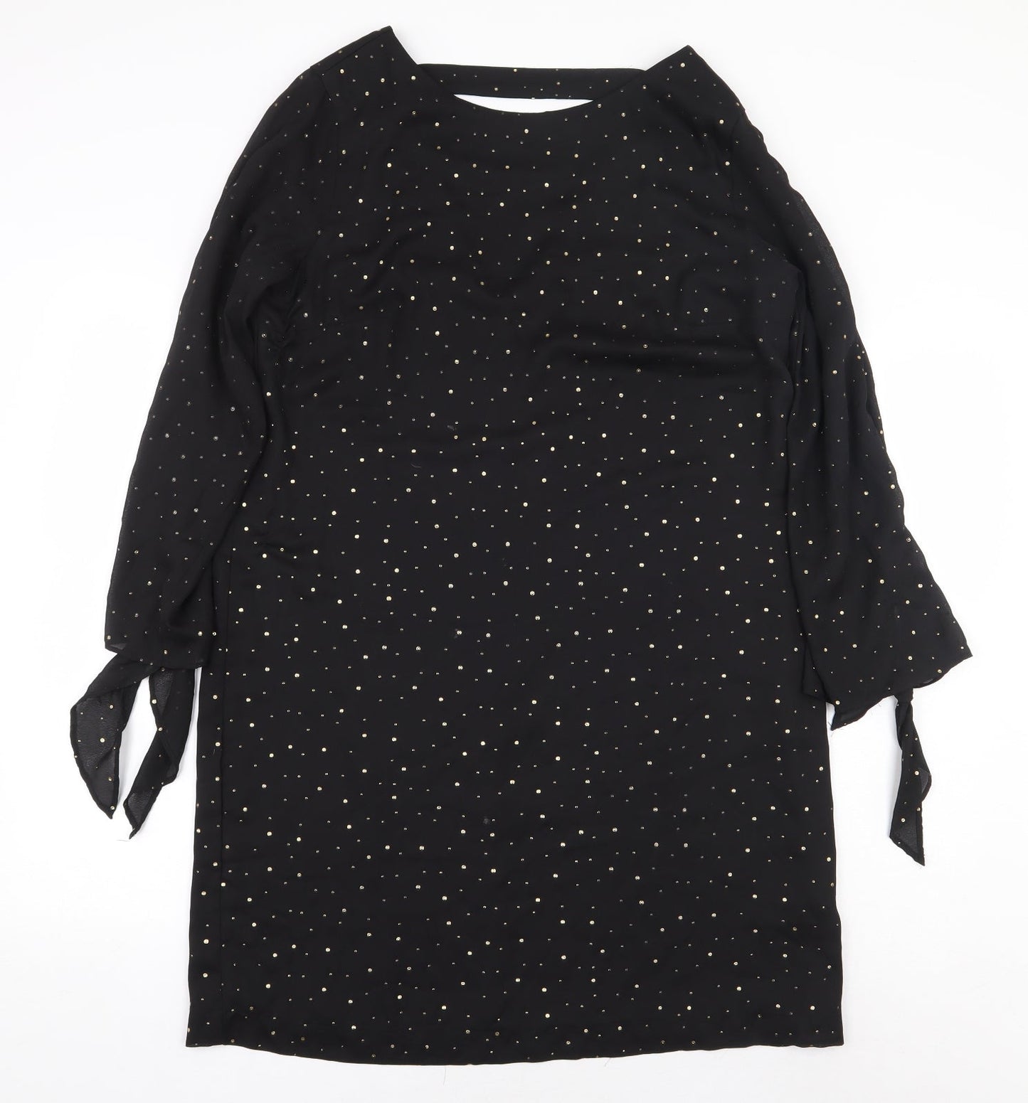 NEXT Womens Black Polka Dot Polyester Sheath Size 14 Boat Neck Pullover