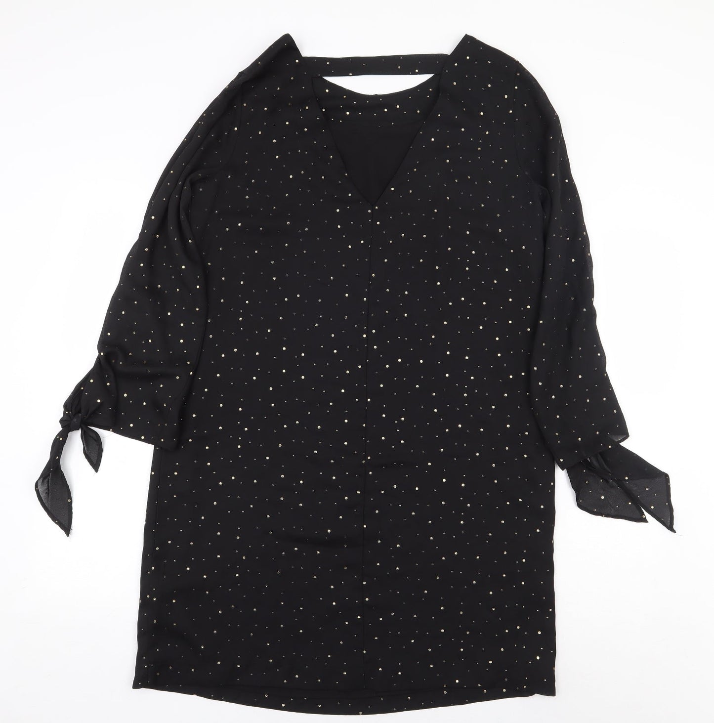 NEXT Womens Black Polka Dot Polyester Sheath Size 14 Boat Neck Pullover