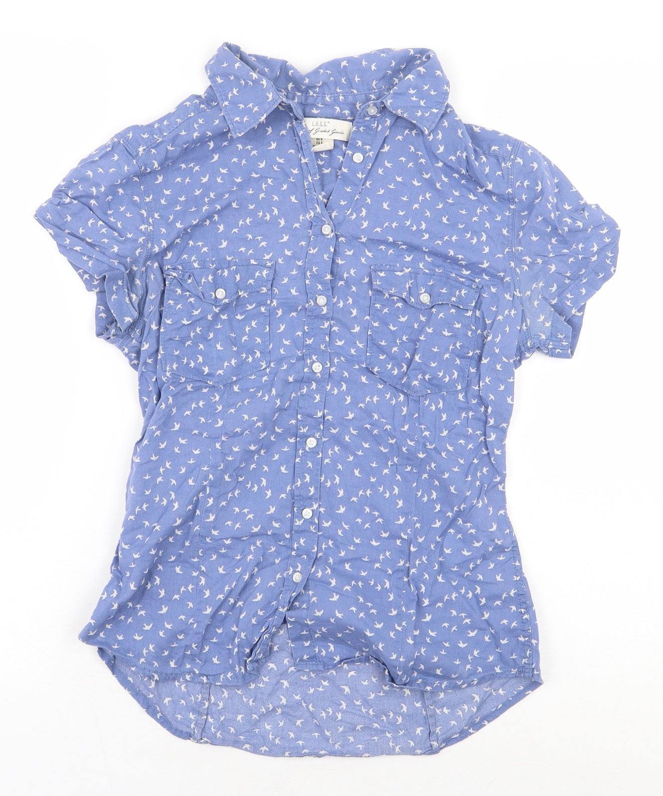 Womens UK Size 8 H&M Blue Basic Button-Up