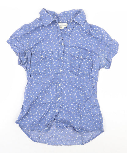 Womens UK Size 8 H&M Blue Basic Button-Up
