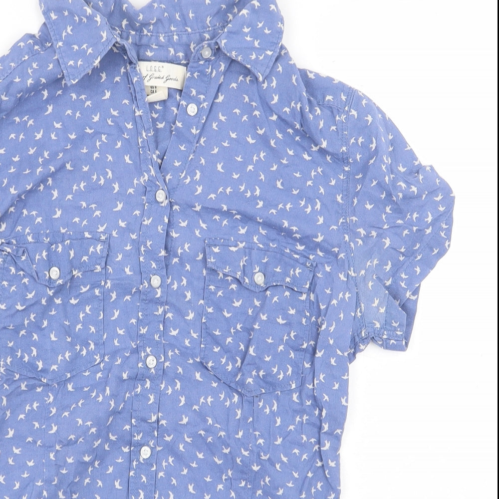 Womens UK Size 8 H&M Blue Basic Button-Up