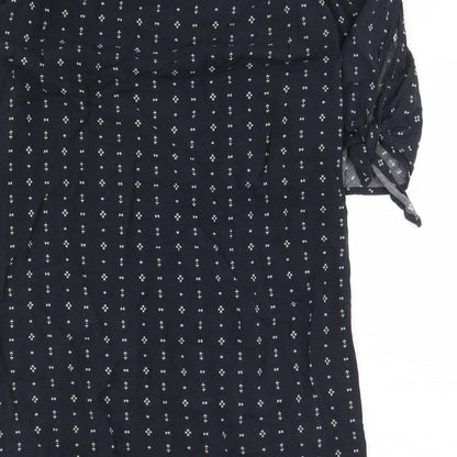 H&M Womens Black Geometric Viscose Sheath Size 8 Boat Neck Pullover