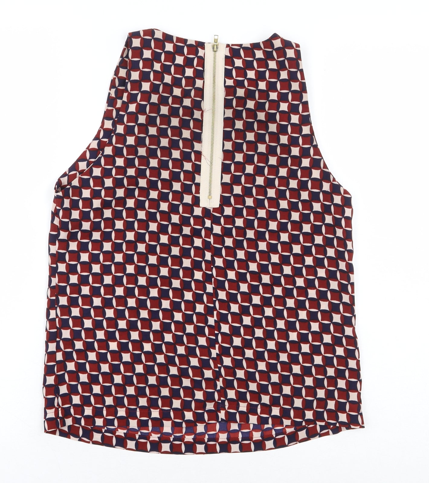 Glamorous Womens Red Geometric Polyester Basic Blouse Size XL Boat Neck