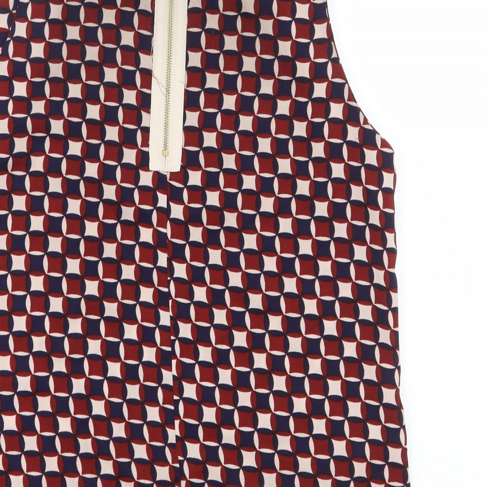 Glamorous Womens Red Geometric Polyester Basic Blouse Size XL Boat Neck