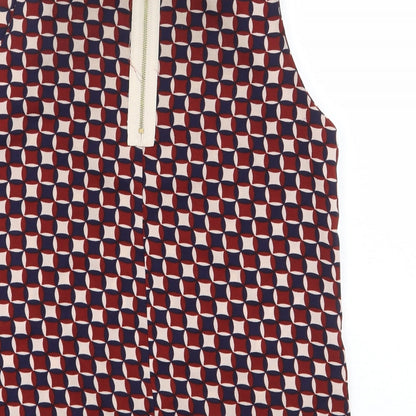 Glamorous Womens Red Geometric Polyester Basic Blouse Size XL Boat Neck