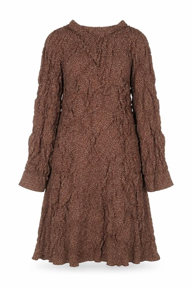 New Look Womens Brown Geometric Viscose A-Line Size 10 Mock Neck Button