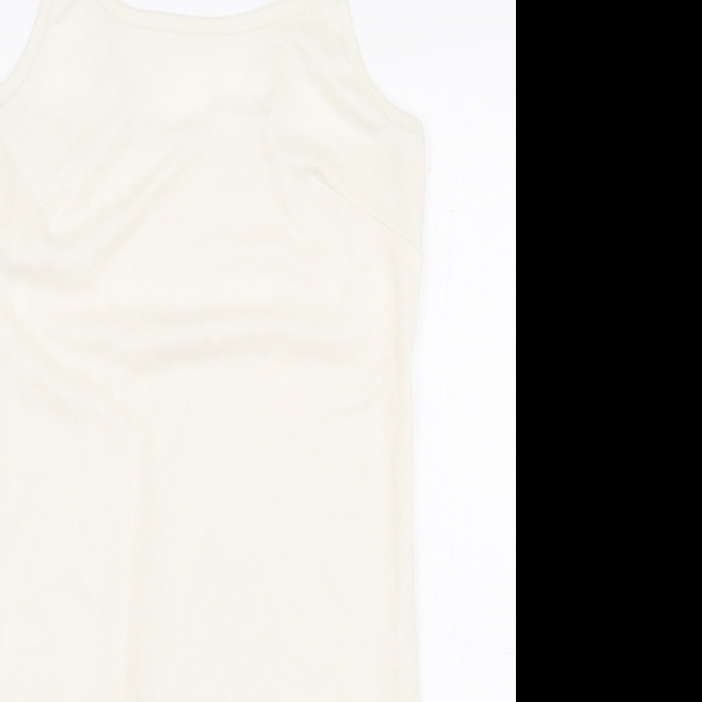 Atmosphere Womens White Polyester Basic Tank Size 6 Off the Shoulder