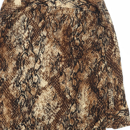 River Island Womens Beige Animal Print Viscose Basic Button-Up Size 8 Collared - Snake Skin Print