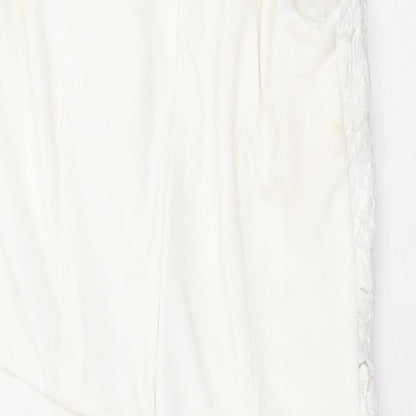 Quiz Womens White Floral Polyester Bodycon Size 6 Mock Neck Zip