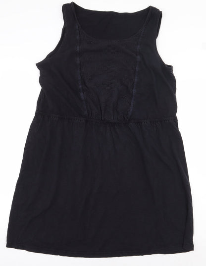Preworn Womens Black Polyester Sheath Size 10 Scoop Neck Pullover