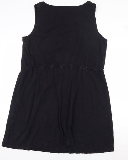 Preworn Womens Black Polyester Sheath Size 10 Scoop Neck Pullover
