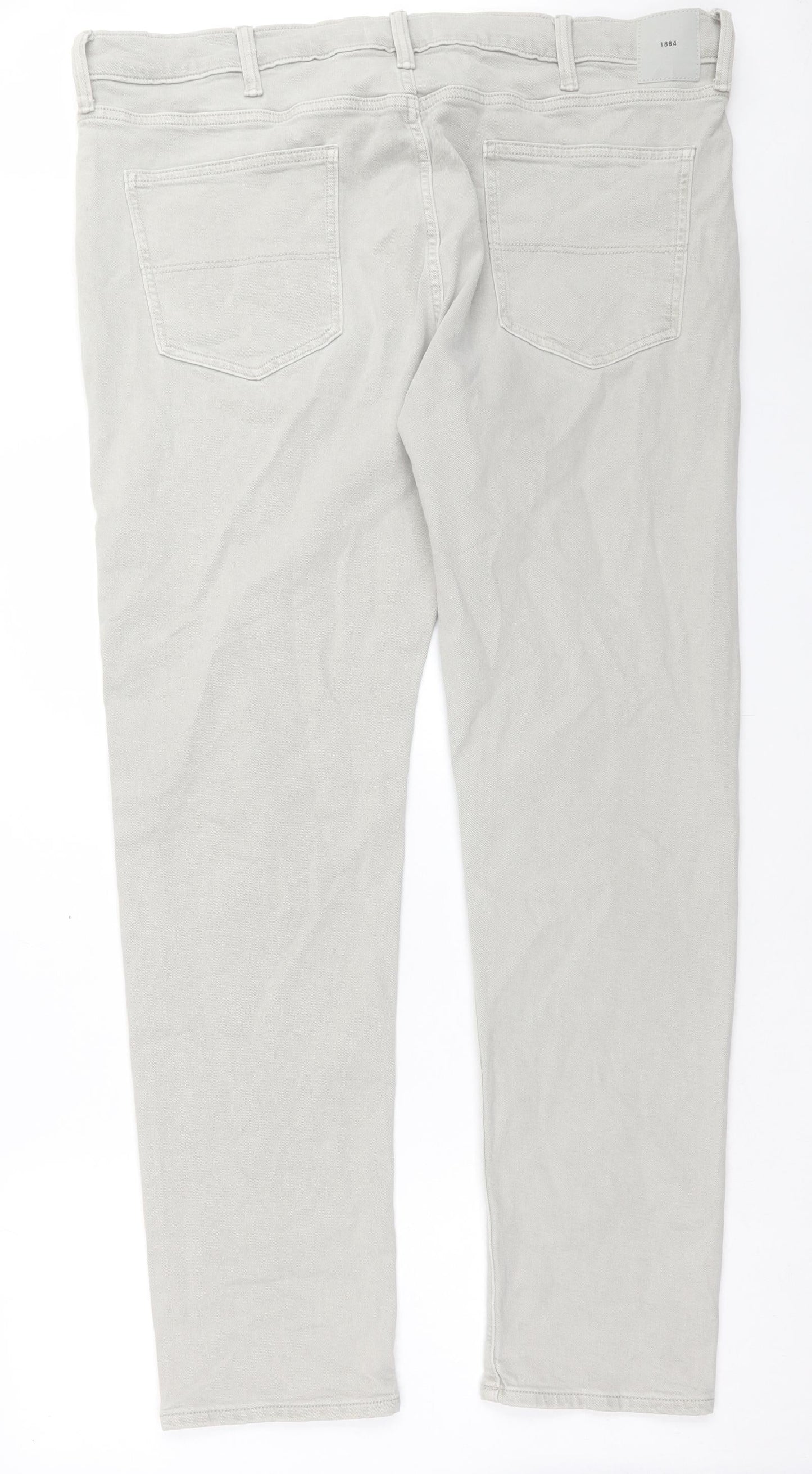 Marks and Spencer Mens Grey Cotton Straight Jeans Size 40 in L33 in Slim Button - Long Leg