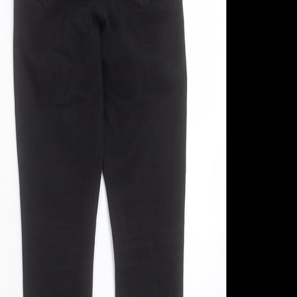 Denim & Co. Womens Black Cotton Skinny Jeans Size 8 L24 in Regular Button