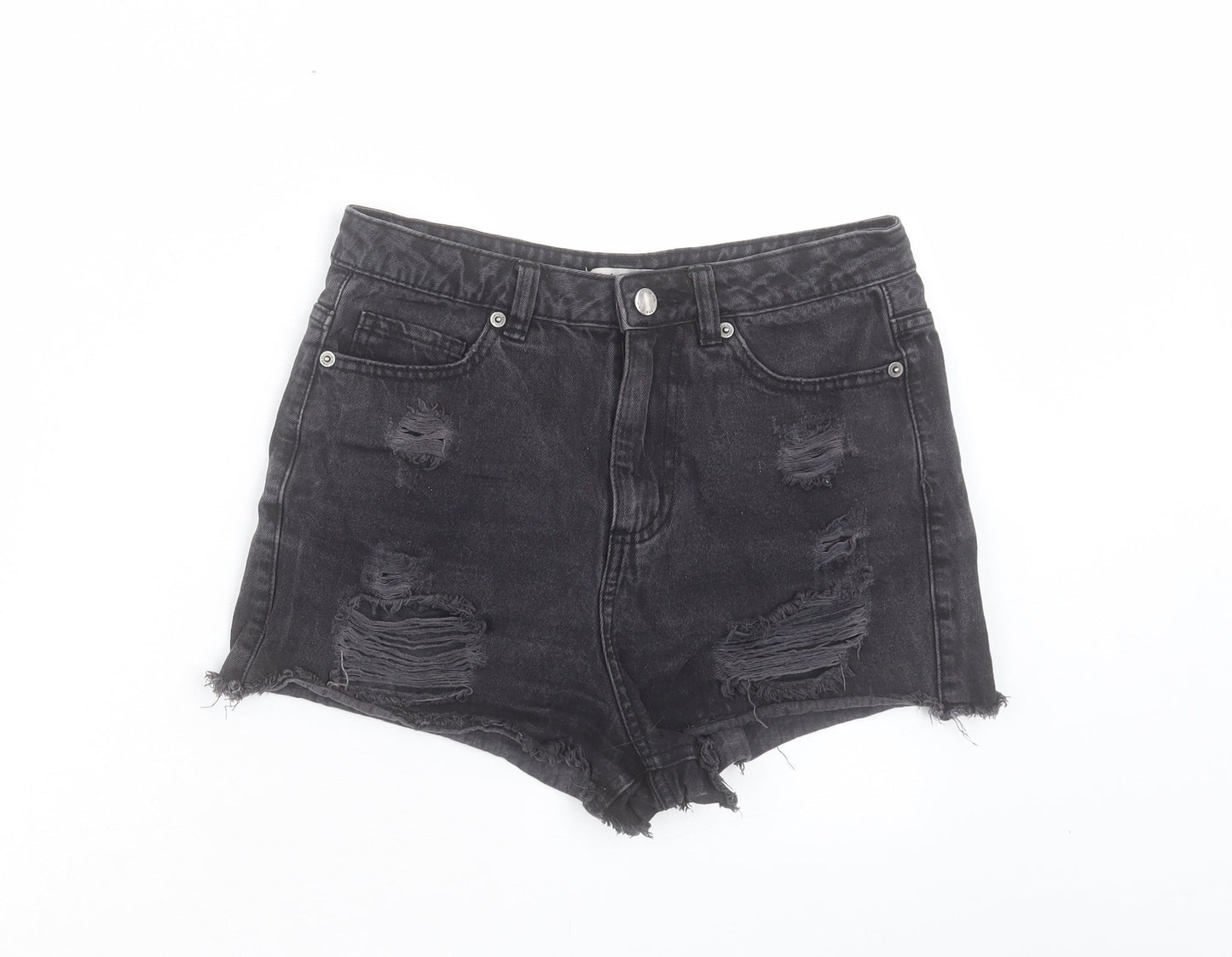 Denim & Co. Womens Black Cotton Hot Pants Shorts Size 8 Regular Button - 2