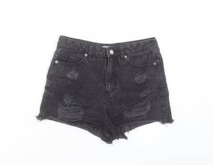 Denim & Co. Womens Black Cotton Hot Pants Shorts Size 8 Regular Button - 2