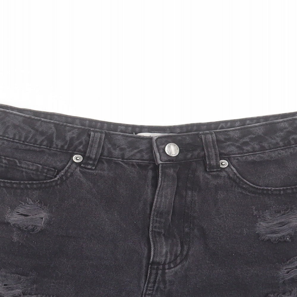 Denim & Co. Womens Black Cotton Hot Pants Shorts Size 8 Regular Button - 2