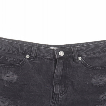 Denim & Co. Womens Black Cotton Hot Pants Shorts Size 8 Regular Button - 2