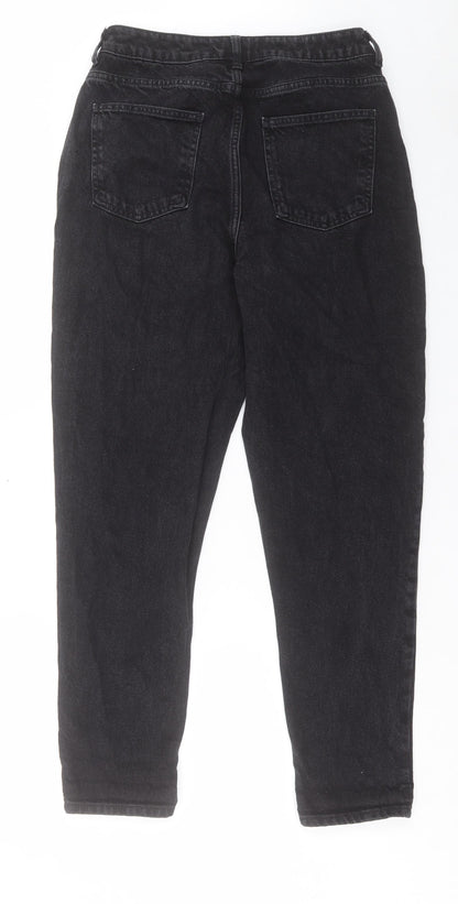 Denim & Co. Womens Black Cotton Tapered Jeans Size 10 L29 in Regular Button