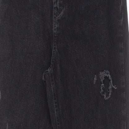 Denim & Co. Womens Black Cotton Tapered Jeans Size 10 L29 in Regular Button