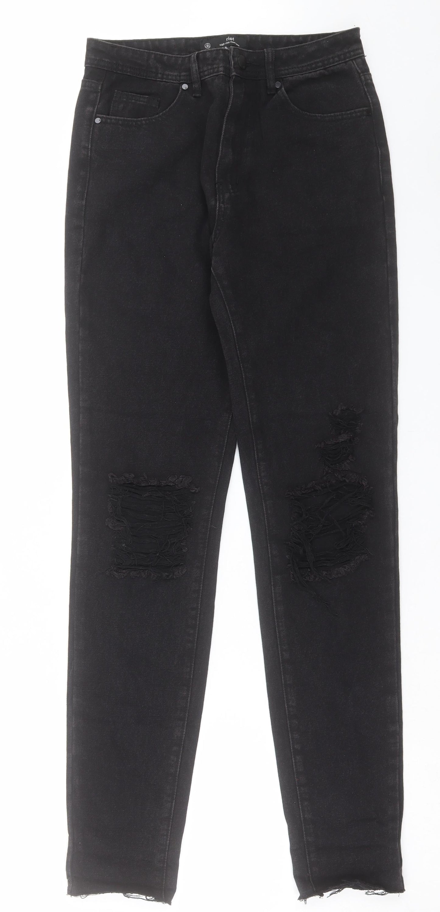 Missguided Womens Black Cotton Straight Jeans Size 8 L33 in Regular Button