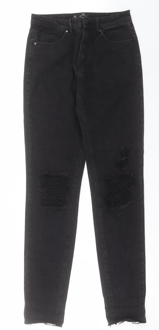 Missguided Womens Black Cotton Straight Jeans Size 8 L33 in Regular Button