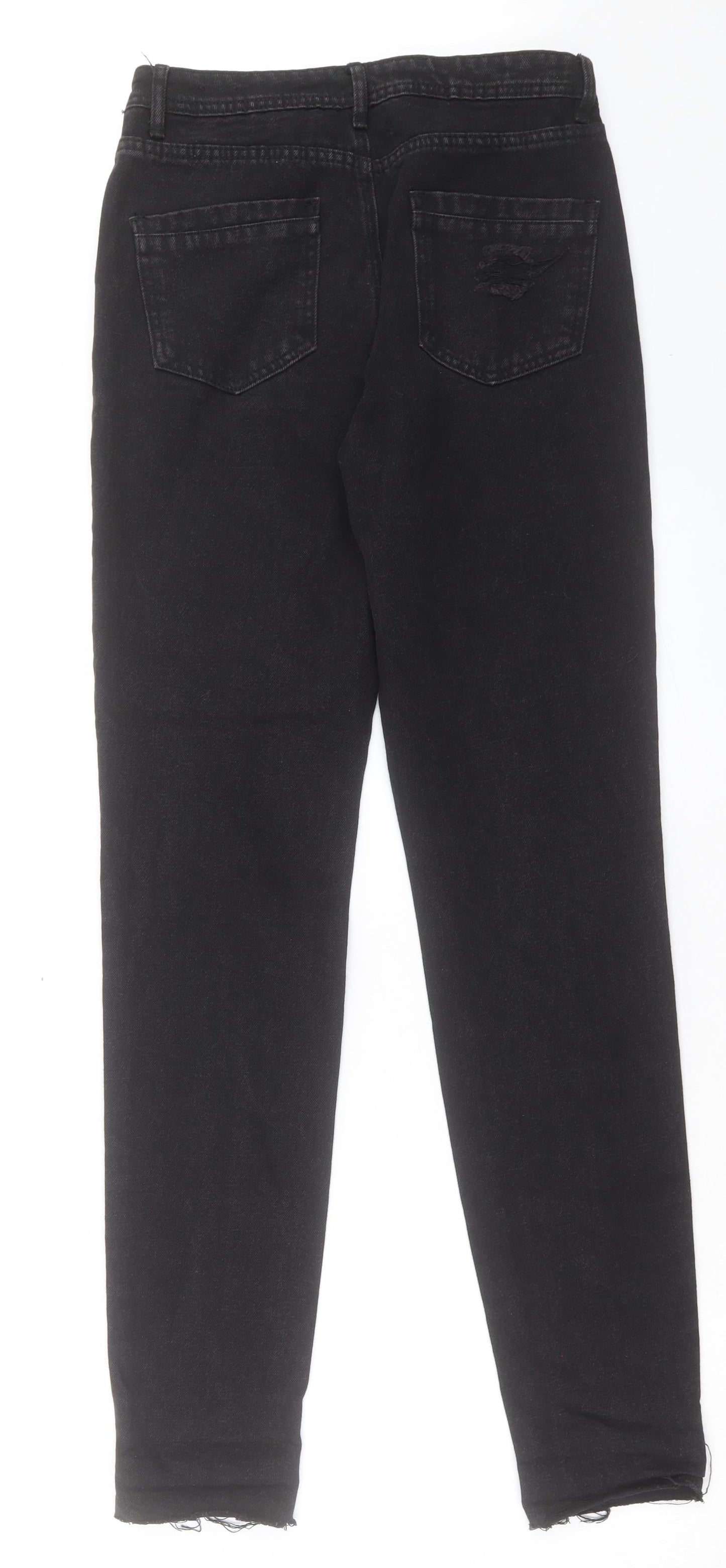 Missguided Womens Black Cotton Straight Jeans Size 8 L33 in Regular Button