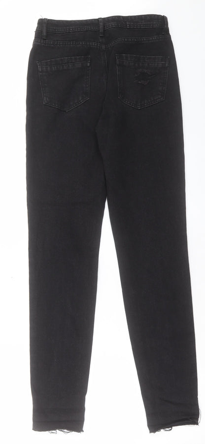 Missguided Womens Black Cotton Straight Jeans Size 8 L33 in Regular Button