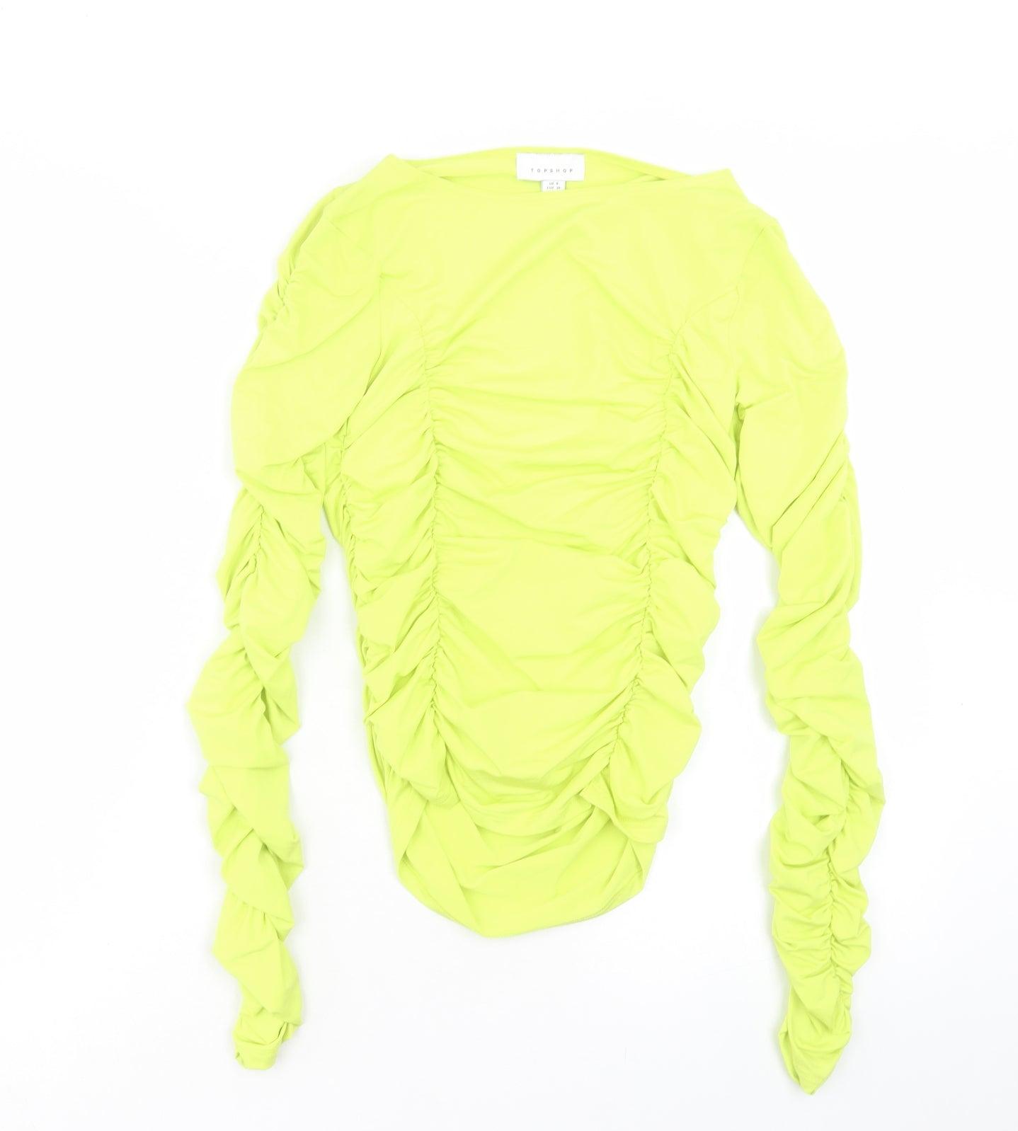 Womens UK Size 8 Topshop Yellow Basic T-Shirt