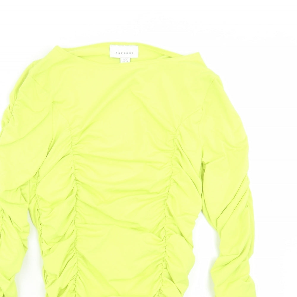 Womens UK Size 8 Topshop Yellow Basic T-Shirt