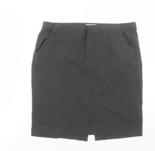 Gap Womens Grey Polyester Straight & Pencil Skirt Size 12 Hook & Eye