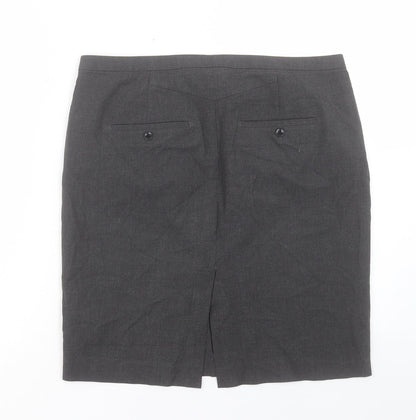 Gap Womens Grey Polyester Straight & Pencil Skirt Size 12 Hook & Eye