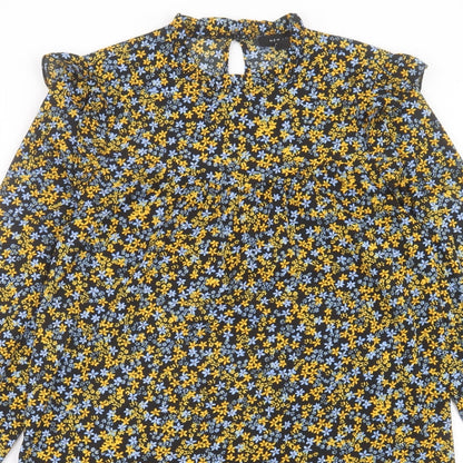 New Look Womens Multicoloured Floral Polyester A-Line Size 8 Mock Neck Button