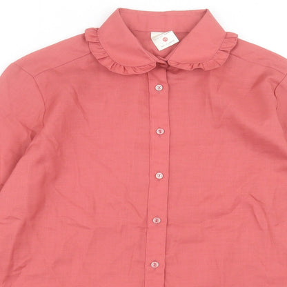 Womens UK Size 12 C&A Pink Basic Button-Up