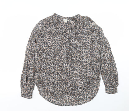 Womens UK Size 6 H&M Brown Basic Button-Up