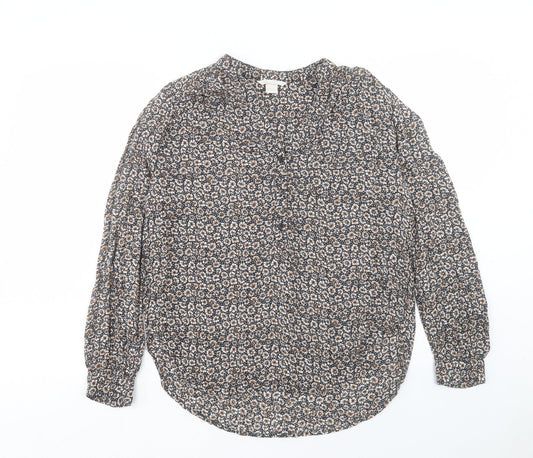 Womens UK Size 6 H&M Brown Basic Button-Up