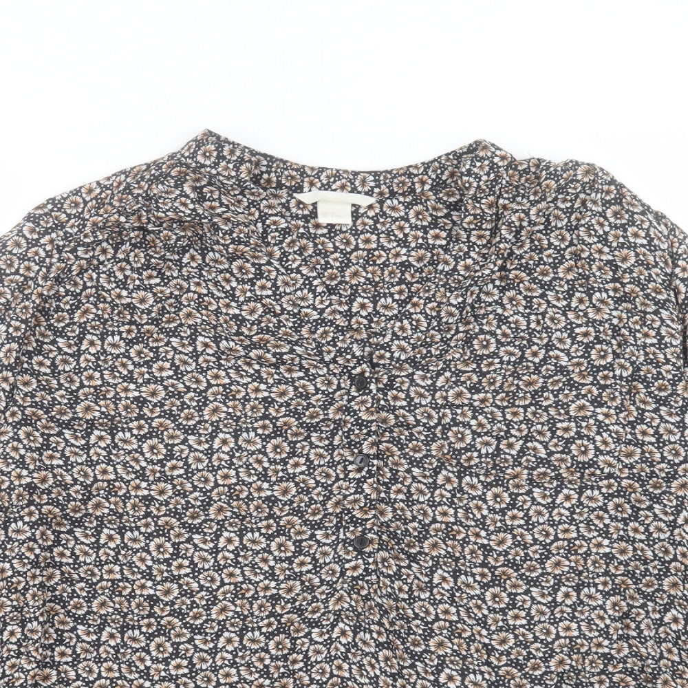 Womens UK Size 6 H&M Brown Basic Button-Up