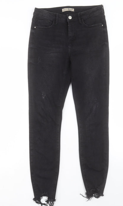 Denim & Co. Womens Black Cotton Skinny Jeans Size 12 L27 in Regular Button