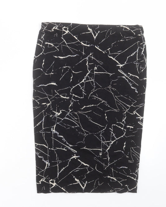 H&M Womens Black Geometric Viscose A-Line Skirt Size M