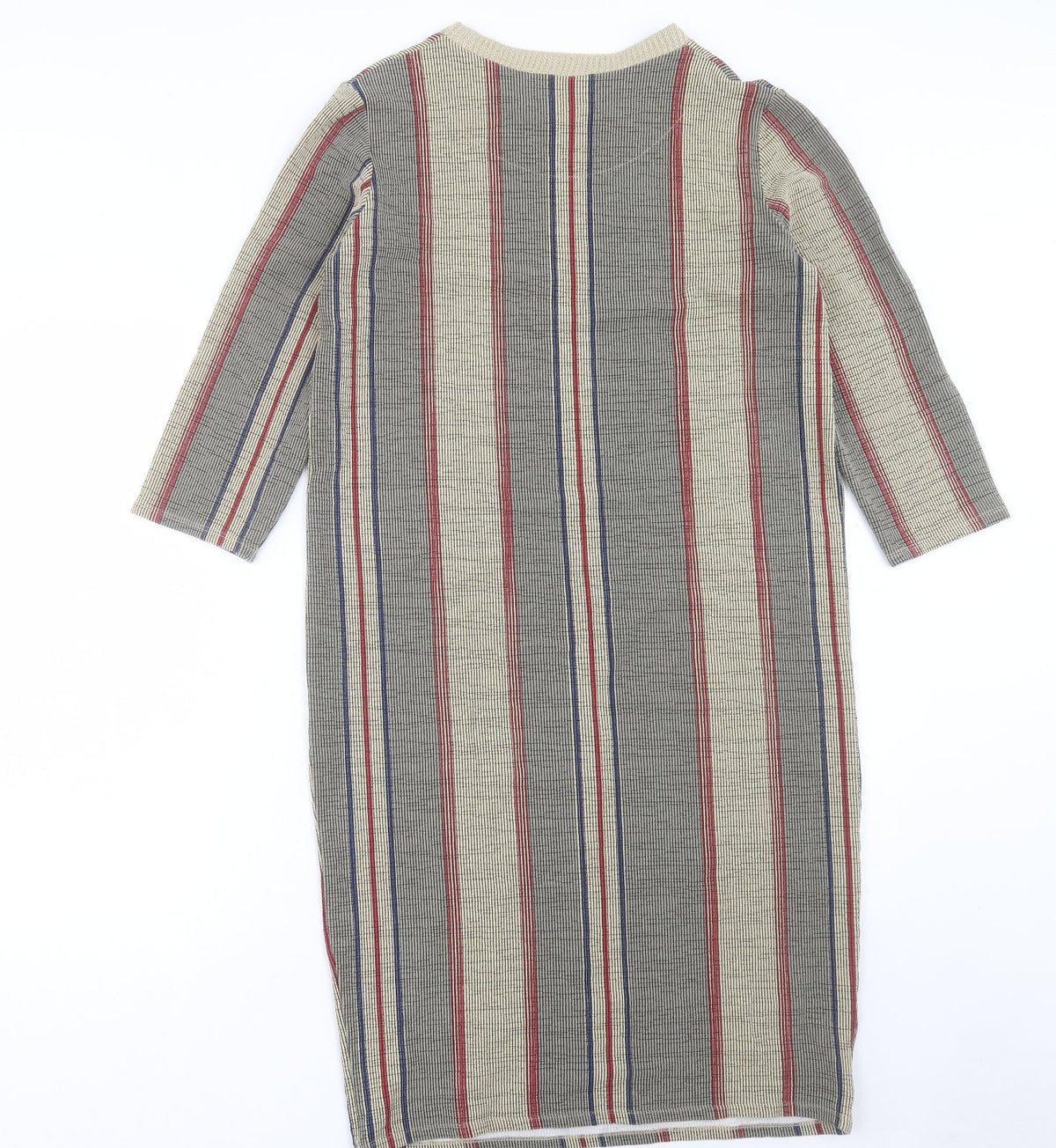 Zara Womens Multicoloured Striped Polyester Jumper Dress Size M Crew Neck Pullover