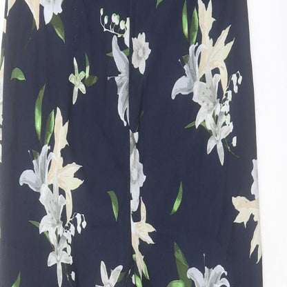 Missguided Womens Blue Floral Polyester Jumpsuit One-Piece Size S L29 in Zip