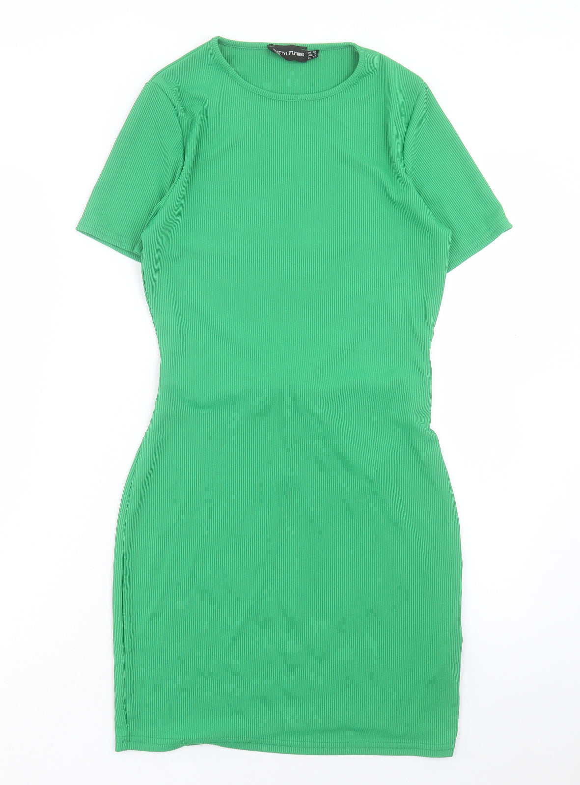 PRETTYLITTLETHING Womens Green Polyester Bodycon Size 12 Crew Neck Pullover