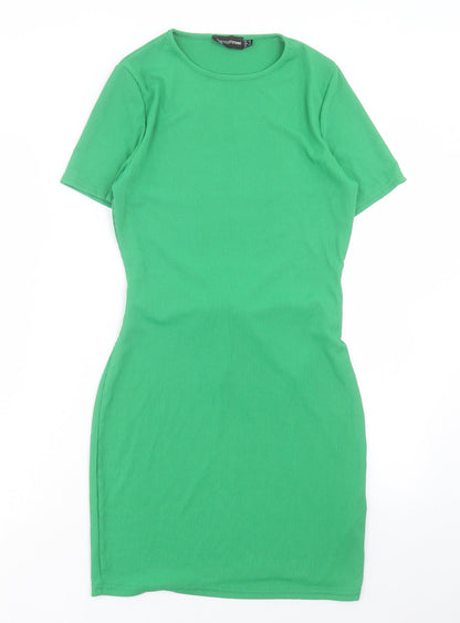 PRETTYLITTLETHING Womens Green Polyester Bodycon Size 12 Crew Neck Pullover