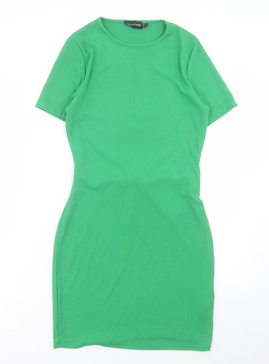 PRETTYLITTLETHING Womens Green Polyester Bodycon Size 12 Crew Neck Pullover