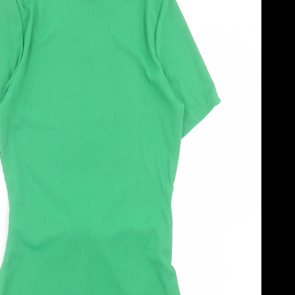 PRETTYLITTLETHING Womens Green Polyester Bodycon Size 12 Crew Neck Pullover